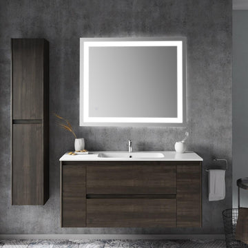 Remy Rectangular Frameless Anti-Fog Aluminum Front-lit Tri-color LED Bathroom Vanity Mirror with Smart Touch Control - JONATHAN Y
